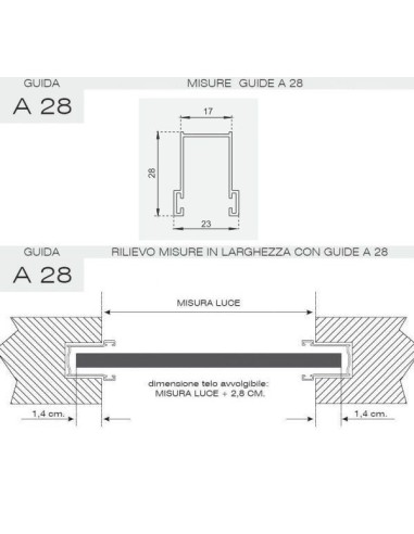 Guide con spazzolino in alluminio estruso da sovrapposizione A28 (ML)