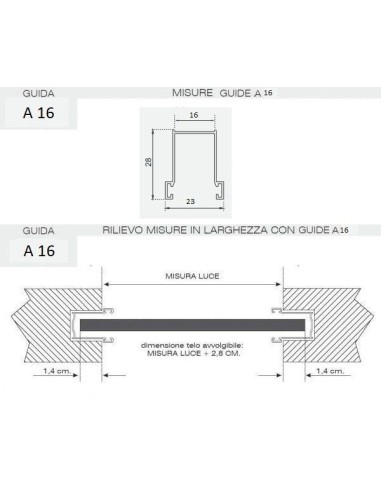 Guide con spazzolino in alluminio estruso da sovrapposizione A16 (ML)