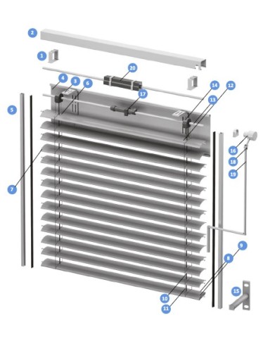 Guided outdoor aluminum solar shading with 80mm slats (C80)