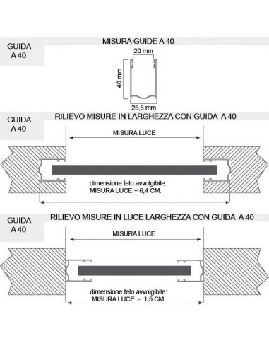 Guides avec brosse en aluminium pour le remplacement ou pour l'extérieur A40 (ML)