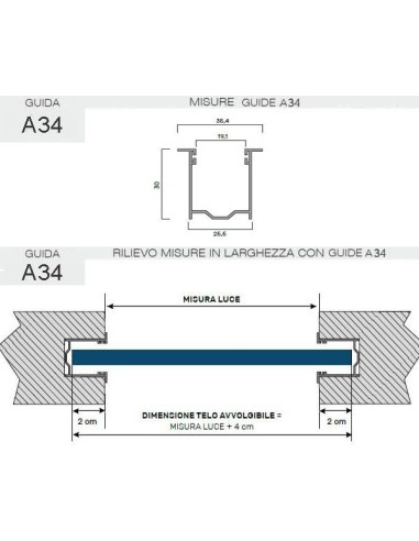 Guías con cepillo de aluminio A34 (ML)