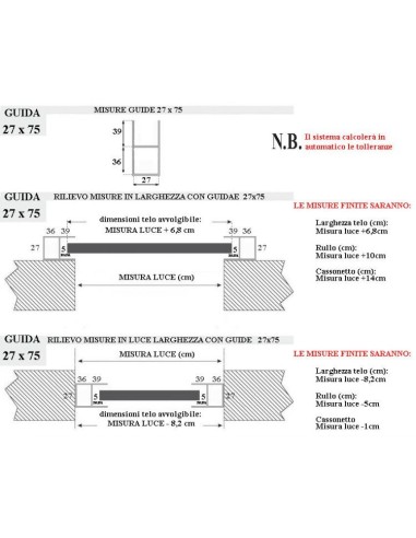 Guías con cepillo de aluminio A75 (ML)