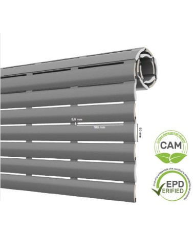 Roller shutter with large hole or micro-perforated aluminum insulated with polyurethane