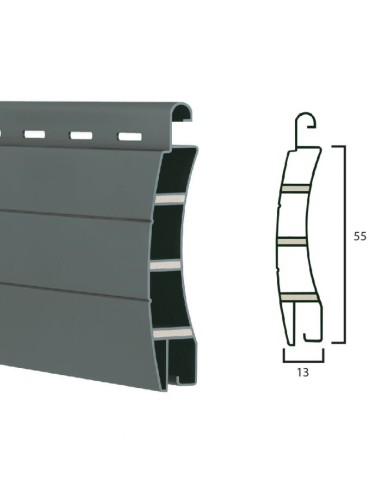 Spare slat for shutter in PVC FIBER 13x55mm (4,5Kg / mq) (ML)