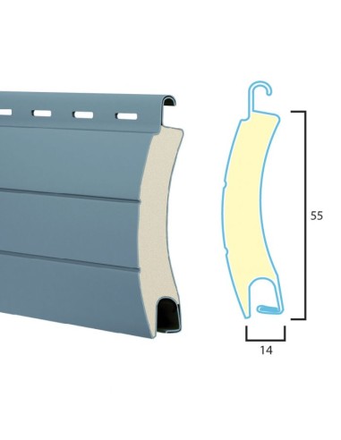 Spare aluminum slat for roller shutter 14x55mm