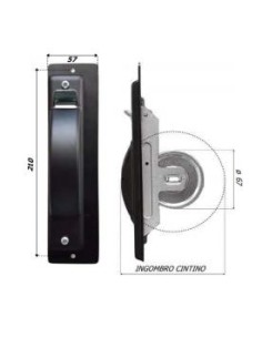 Semi-recessed right / left reel, center distance 210 mt. 8, complete with plate