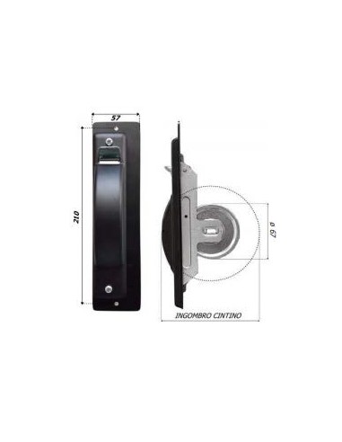 Avvolgitore semincasso dx/sx interasse 210 mt.8 completo di placca