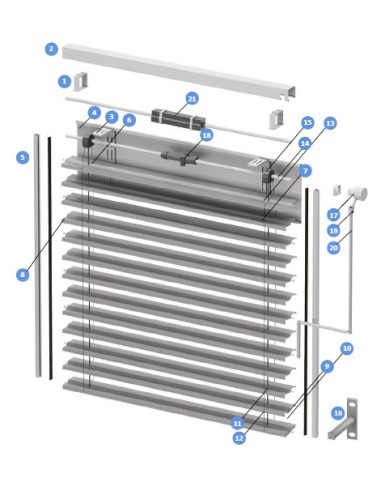 Brise-soleil extérieur guidé en aluminium avec lames de 90 mm (Z90)