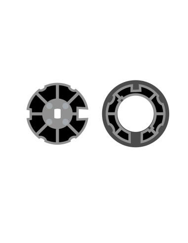 Corona y adaptador para rodillo ojival ø 70 para toldo para motor ø 45