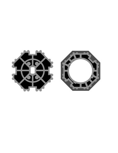 Crown and adapter for octagonal roller ø 70 for roller shutter for ø 45 motor