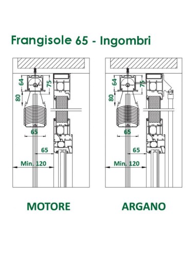 Frangisole in alluminio da esterno con lamelle da 65mm (C65)